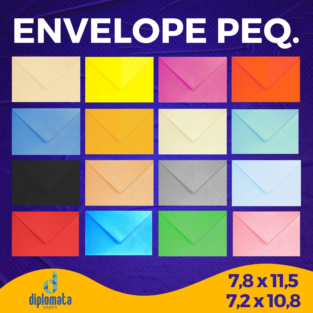 Envelope Visita Colorido 80g ou Branco 63g (10 Unid) Envelopes