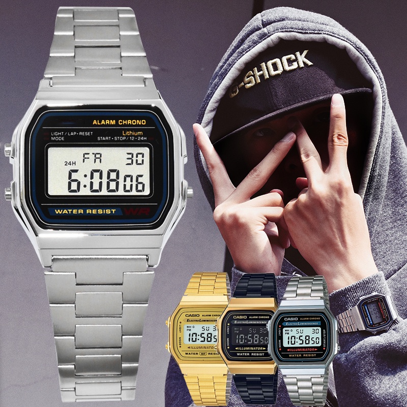 RELÓGIO CÁSSIO RETRÔ DIGITAL LED UNISSEX ELETRONIC VINTAGE RELÓGIO MASCULINO A168Wa-1W