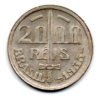 2000 Réis de 1935 - Duque de Caxias - Prata .500 - Aprox 8 g - 26 mm - Moeda Antiga de Prata do Brasil