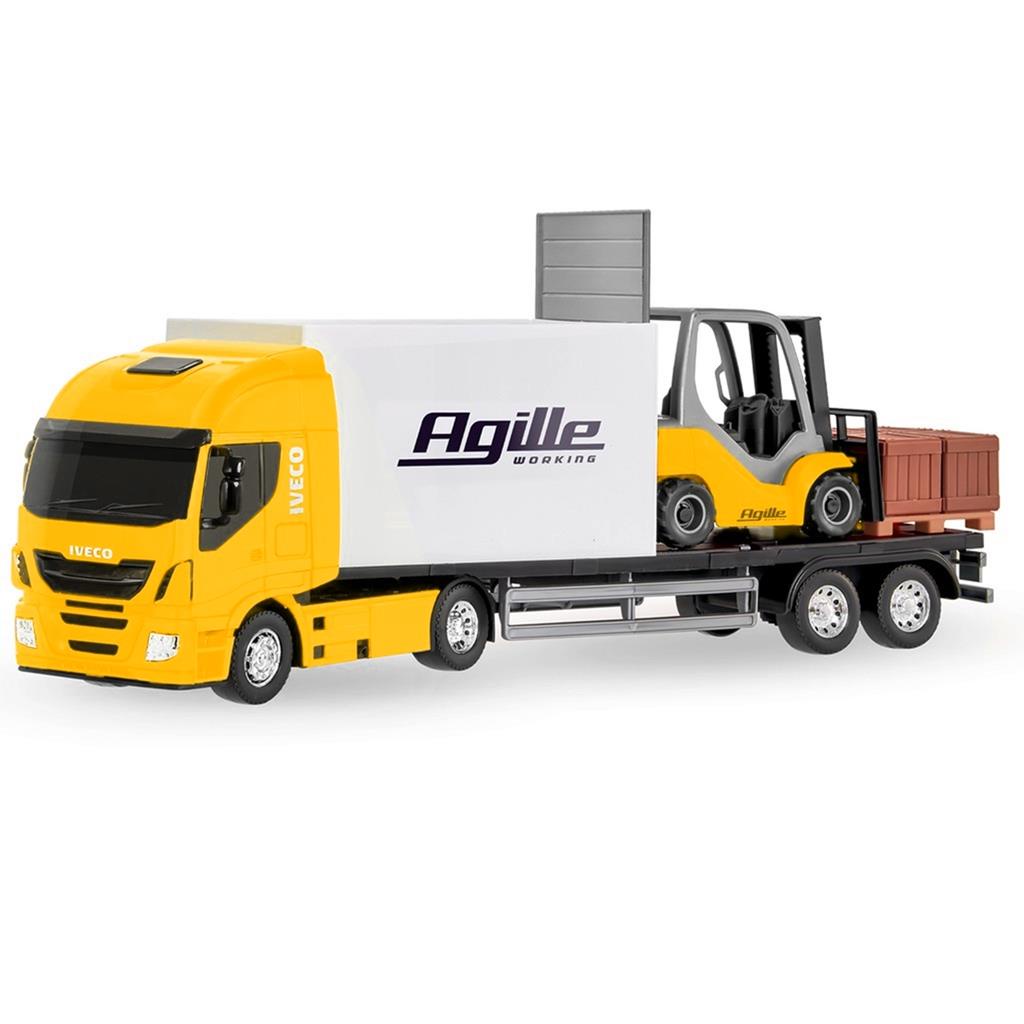 Caminhao Infantil Iveco Hiway Com Empilhadeira Agile E Palet - Usual Brinquedos