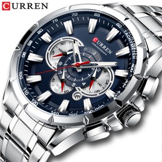 CURREN 8363 Relógio De Faixa De Aço Para Homens Quartzo Calendário De Seis Mãos Luminoso Multifuncional (Sem Caixa)