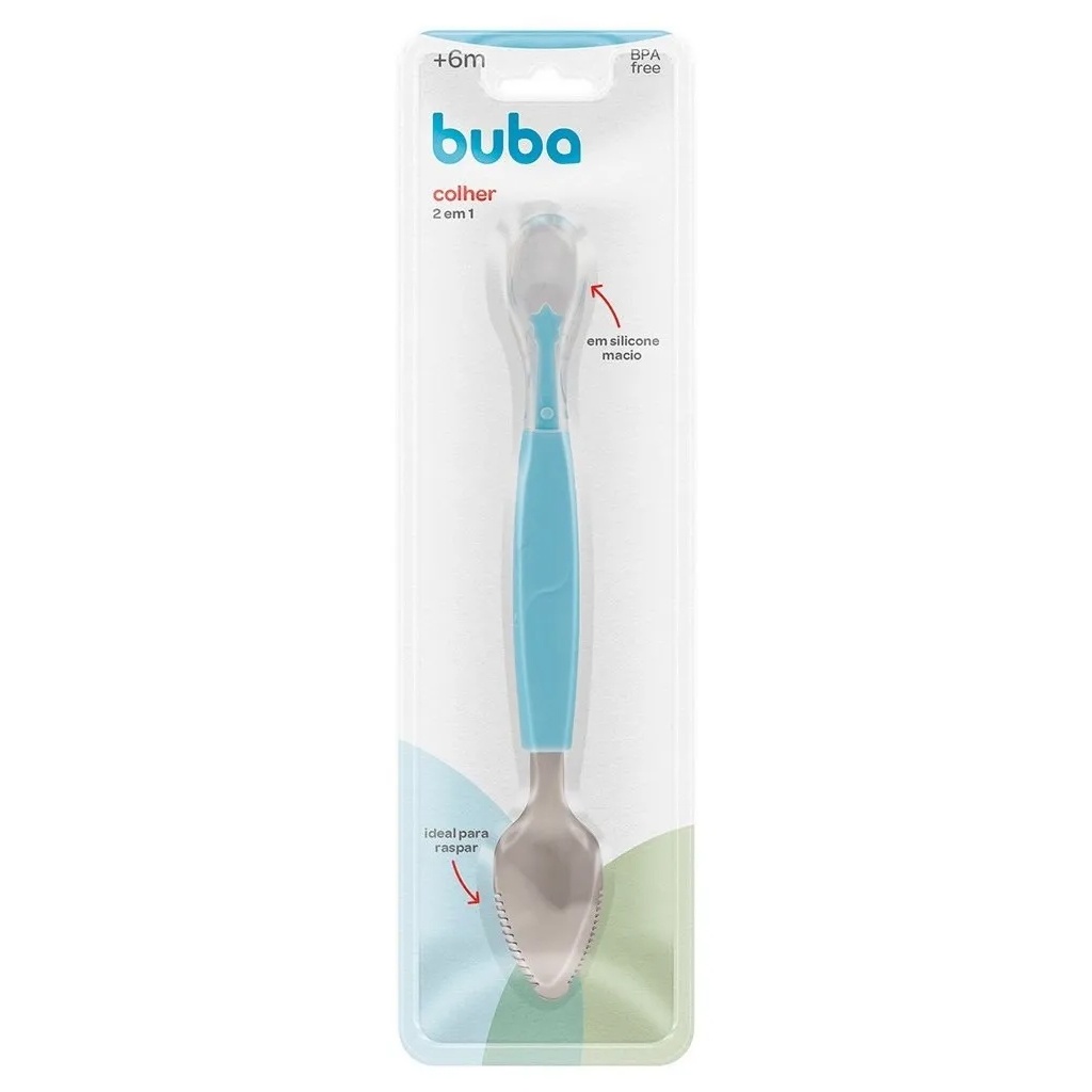 Colher 2 Em 1 Raspar Frutas E Alimentar Azul 15345 - Buba
