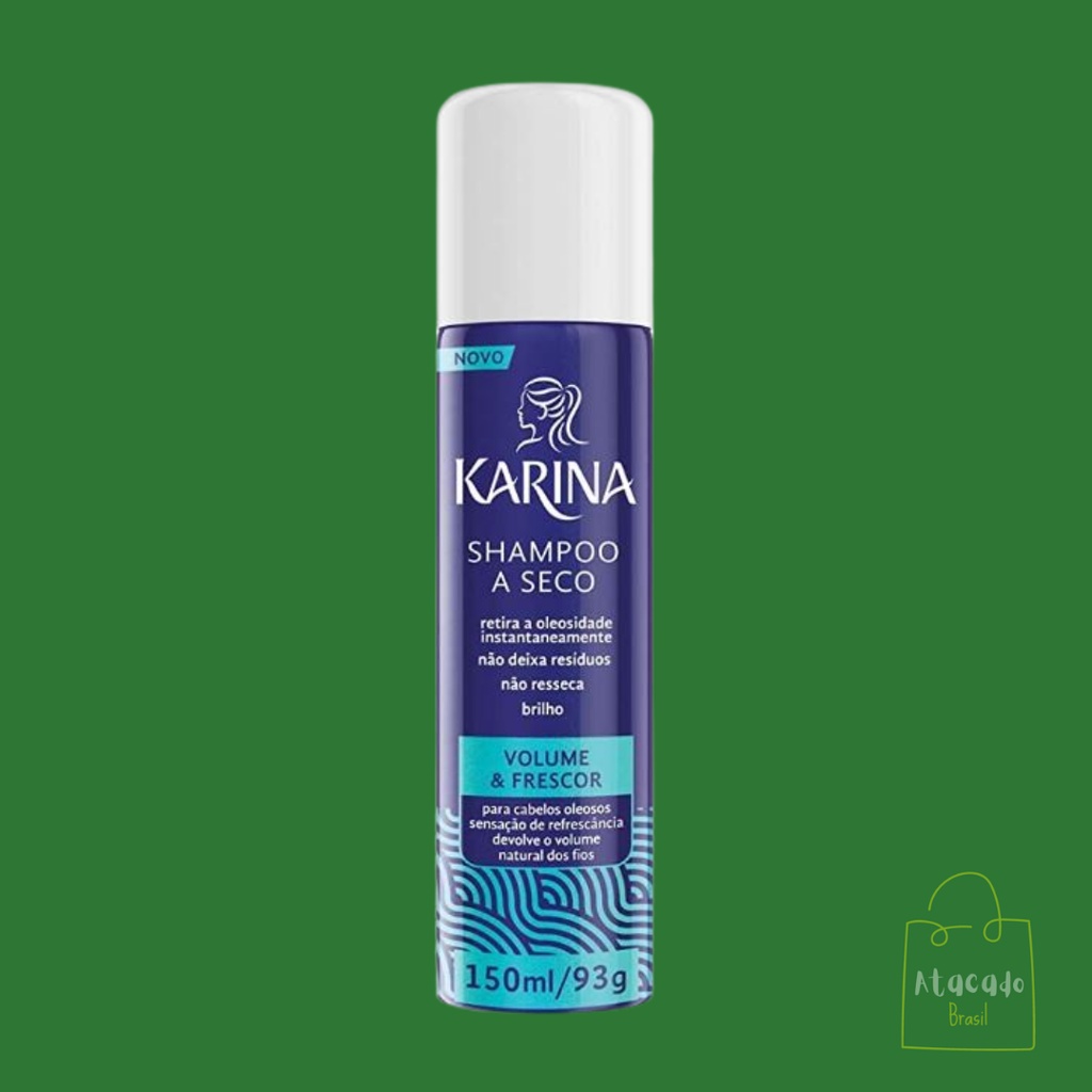 Shampoo a seco Karina volume frescor e volume retira oleosidade, fios