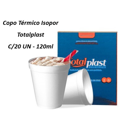 Copo Térmico Isopor Sem Tampa - Totalplast C/20 UN - 120ml