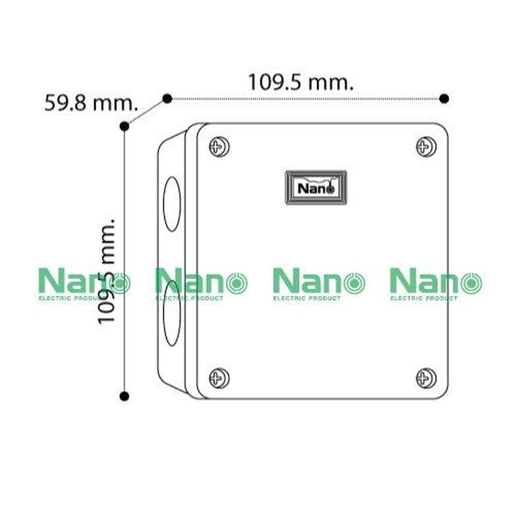 รูปสินค้า NANO Electric® NANO-202B กล่องกันน้ำพลาสติก ฝาทึบ ขนาด W109.50xH109.50xD59.80 mm (JUNCTION BOX IP65) สีดำ