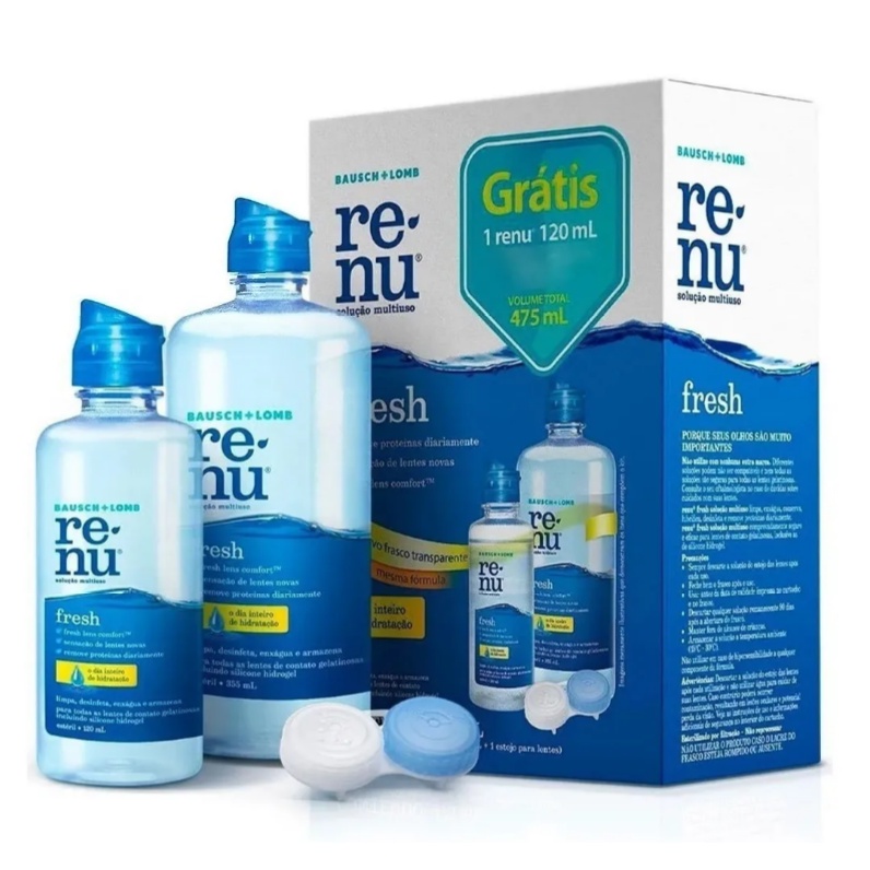 Kit Renu 475ml ( 355 + 120 ML ) + Estojo / Solução de Limpeza Para lentes de Contato em Oferta na Shopee