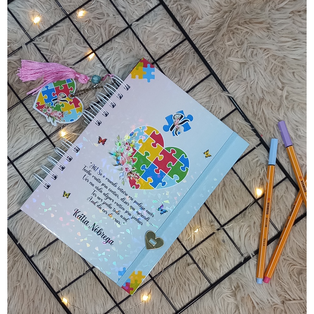 Caderno A5 Capa Com Símbolo Do Autismo Com Nome Frase E Inicial Shopee Brasil 4804