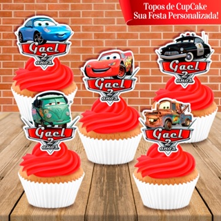 Topos de Cupcake Personalizado Carros Disney Relâmpago McQueen em Oferta na Shopee