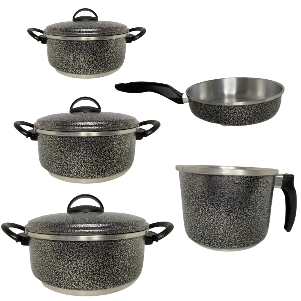 conjunto Jogo De Panela Alumínio 5 Pçs kit frigideira caneco panelas Resistente Forte Grossa