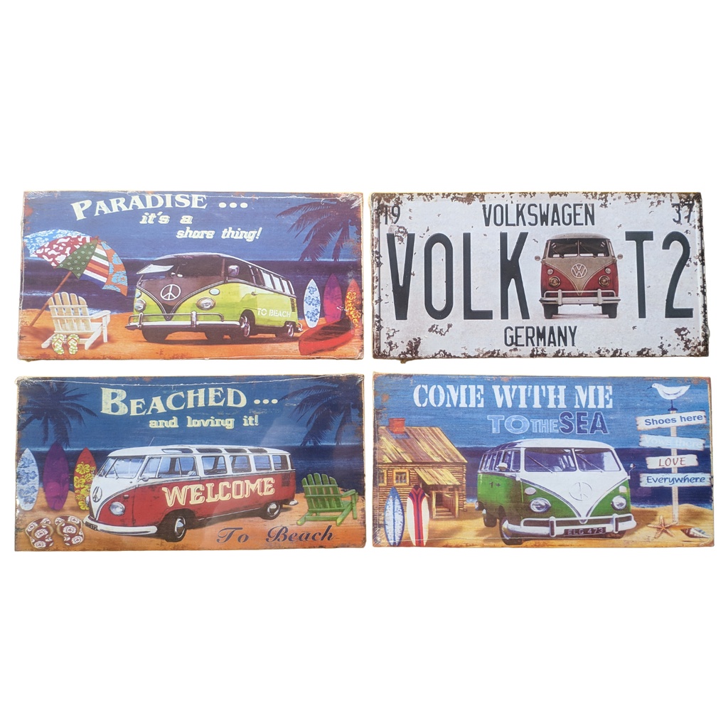 Jogo quadro placa decorativa MDF Kombi c/4