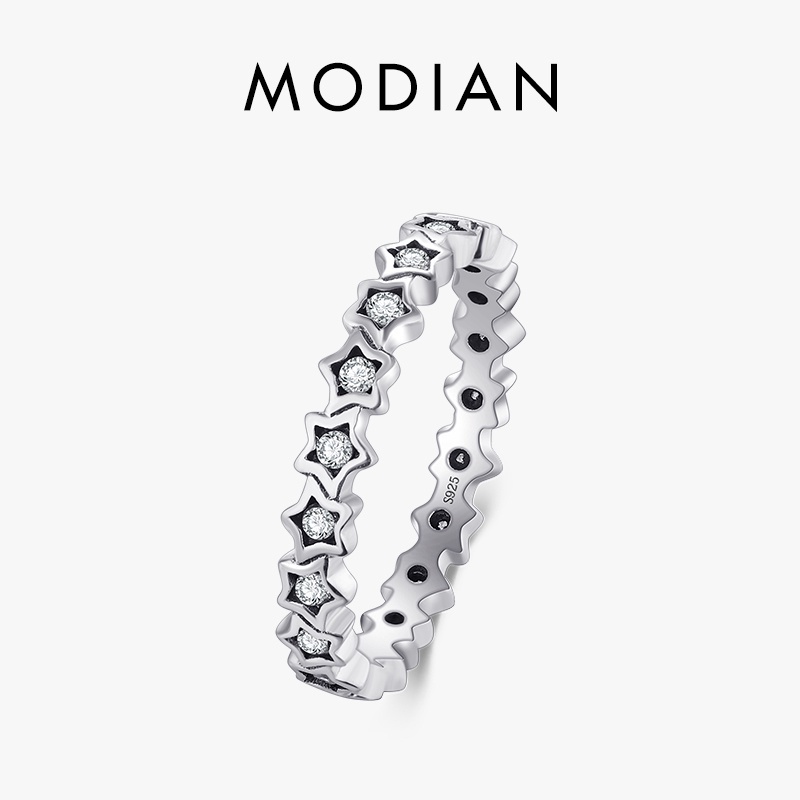Luxo Original Delicado Sólido 925 Sterling Estrelas De Prata Anel De Dedo Autêntico Real Clear CZ Joias Para Mulheres Presente De Casamento