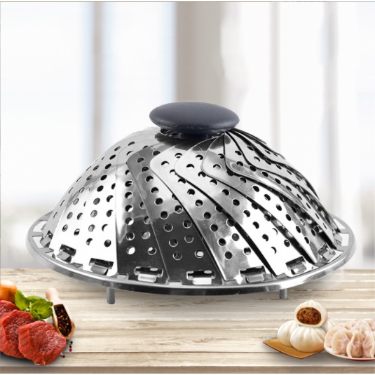 Cesto De Aço Inox Para Cozimento A Vapor Retrátil