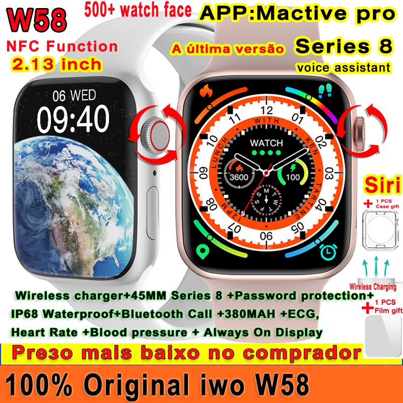 SMARTWATCH W68 ULTRA Série 8 - Como Baixar novas Watch faces e Colocar Foto  com o APP MACTIVEPRO 