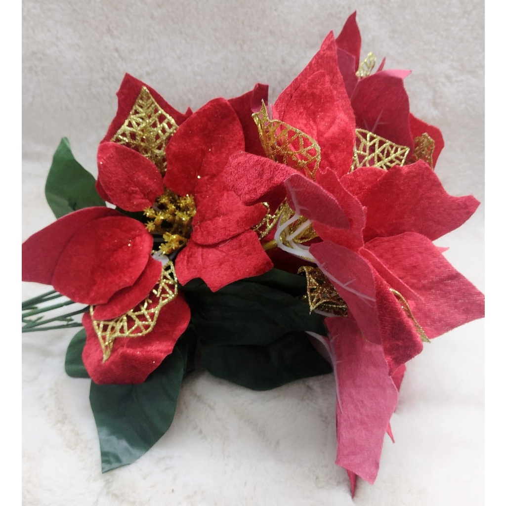 Buquê Arranjo Flor Bico De Papagaio 5 Flores Camurça Com Glitter Vermelha  47cm Artificial Enfeite Decorativo Para Decoração Natal Festas E Eventos |  Shopee Brasil