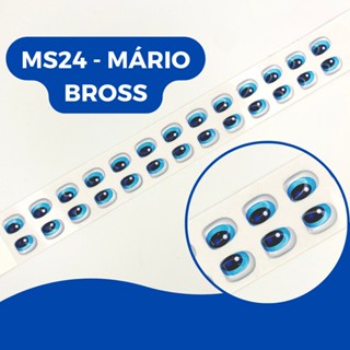 Cartela de Olhos Adesivos Resinados MS-24 Mario Bros