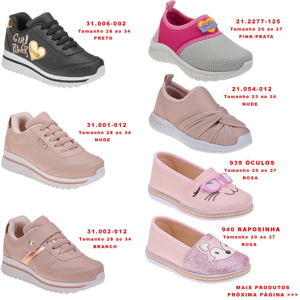 Kit 2 Pares TenIs Menina Tenis Criança Tênis Feminino Infantil