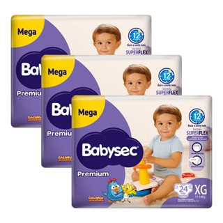 Kit 3 Fraldas Babysec Galinha Pintadinha Premium Tamanho XG 24 unidades cada