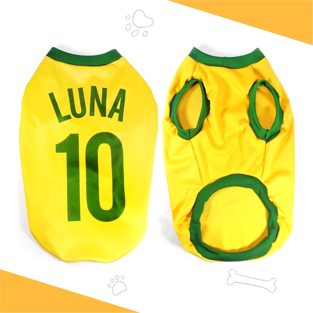 Roupa Pet Regata Brasil com Nome Personalizada - Tam PP ao G
