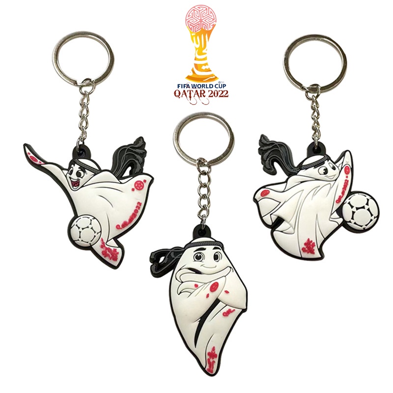 2022 Copa do Mundo do Qatar Mascote Catar La'eeb Chaveiro PVC soft glue Figura de Futebol Pingente
