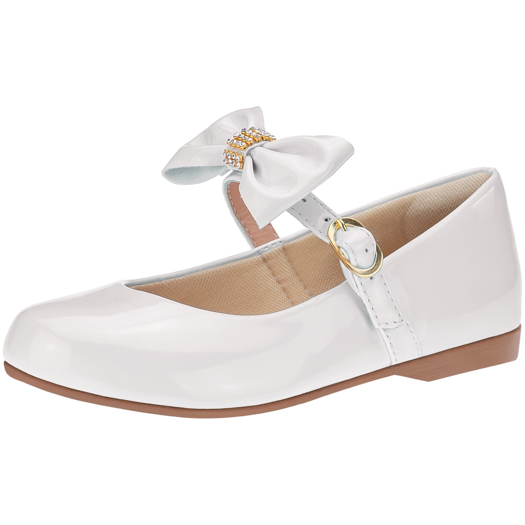 Sapatilha Infantil Vermelha Branco Dama Daminha Casamento Sapato Leve Boneca Salomé Menina Laço Strass Festa Confortável - Baby & Kids Fashion