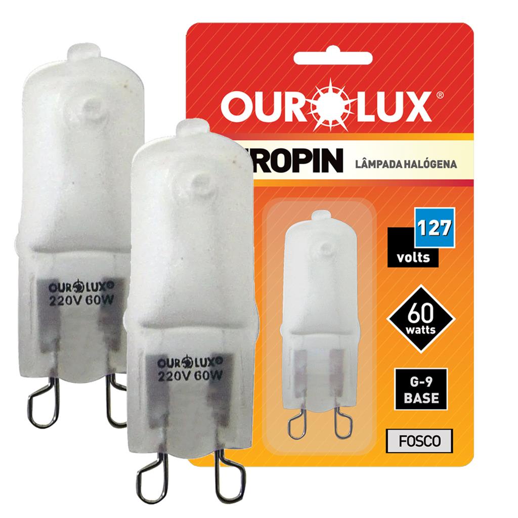 Kit 2 Lampadas Halogena Bipino Fosca 60W 127V G9 50/60Hz