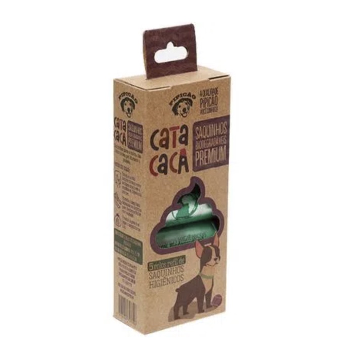 Kit Com Caixa Refil Saquinho Cata Caca Biodegradável para Recolher Necessidades Fezes Cão - Pipicão