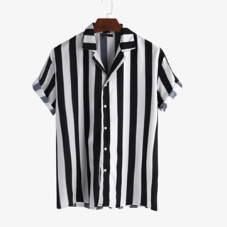 Camisa Listrada Estampada Masculina Slim