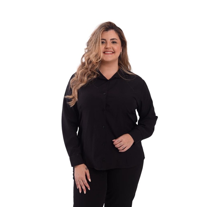 Camisa manga longa social blusa feminina plus size silhueta nacional