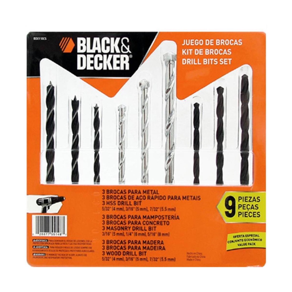 JOGO DE BROCAS COMBINADO 9 PCS BD0110CS BD em Oferta na Shopee