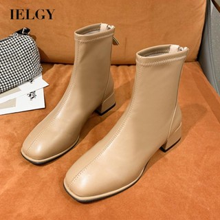 IELGY Botas De Couro Macio Estilo Britânico Feminino Mais martin De Salto Médio