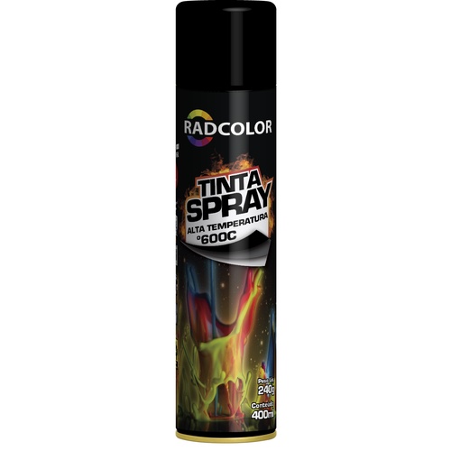 Tinta Spray Alta Temperatura 600º Preto Fosco (400 ml) Radnaq em Oferta na Shopee