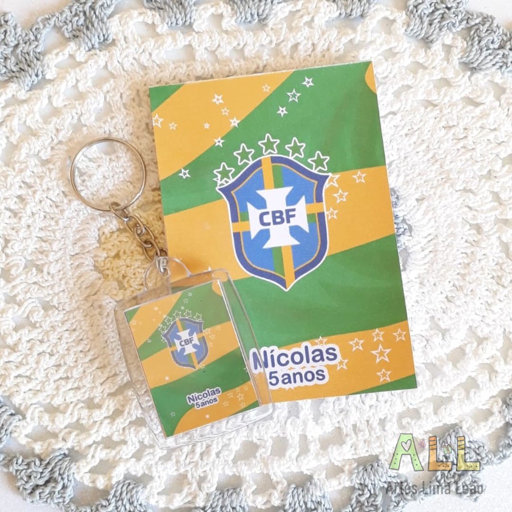 Combo 20 Bloquinhos + 20 Chaveiros Personalizados Copa _ Kit Lembrancinhas ( Aniversário, Maternidade, Chá de Bebê, Chá de Casa Nova, Casamento, etc.)