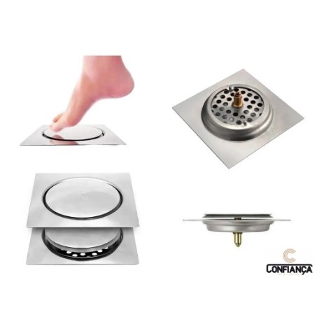 KIT Acessórios 4 Peças Para Banheiro, Ralo Click 10x10