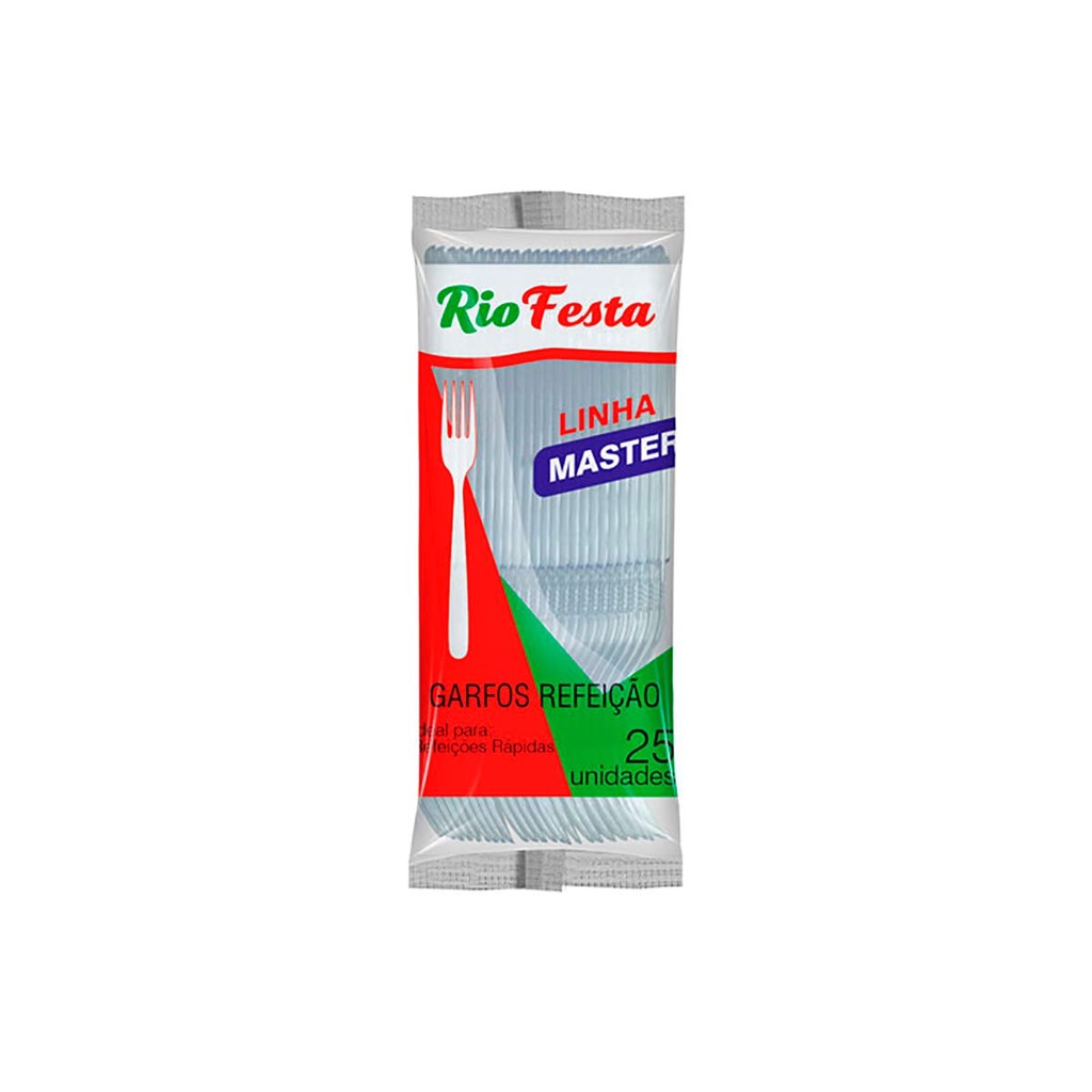 Garfo Plástico Cristal Refeição Master Rioplastic 25und