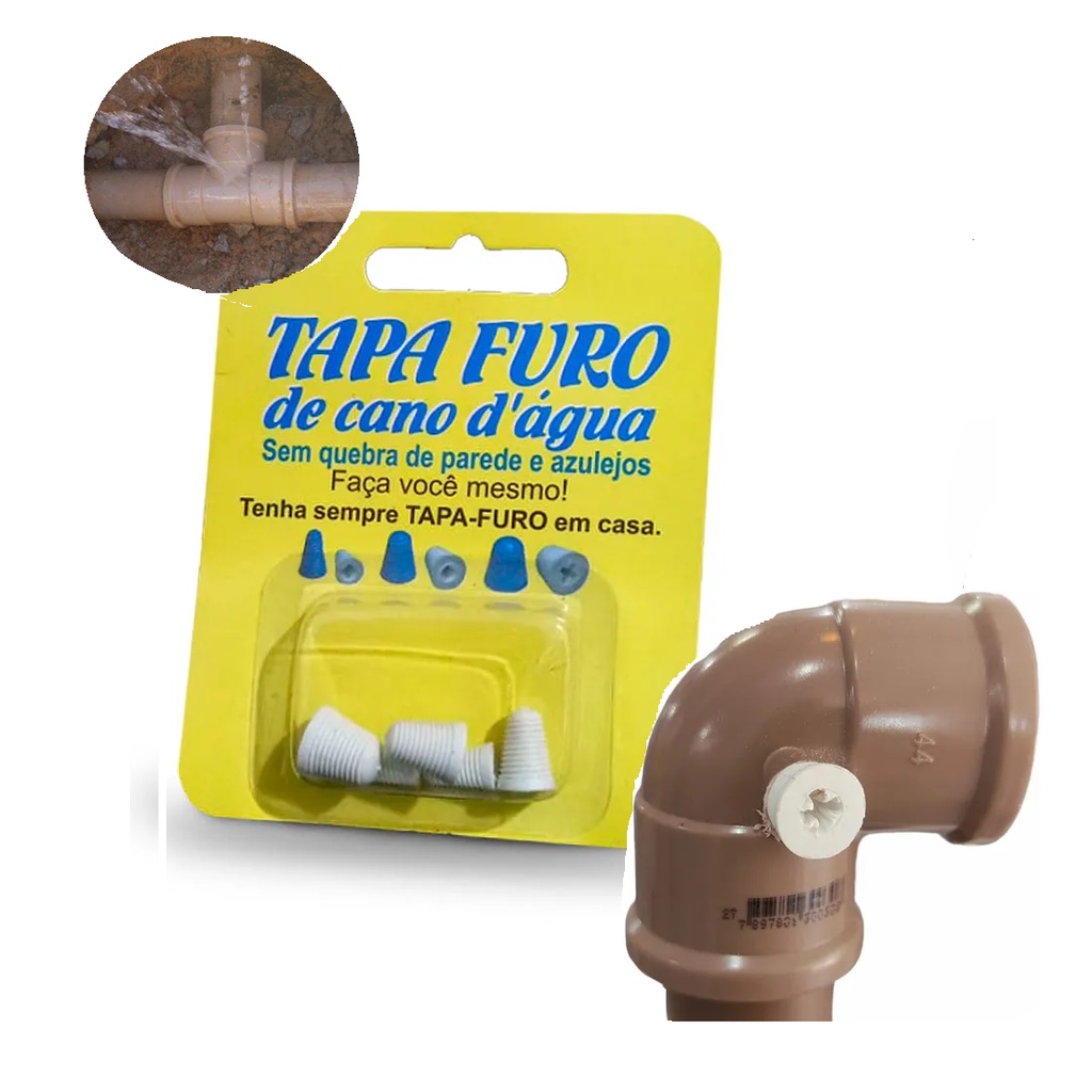 Kit 6 Tapa Furo Cano De Água Cano Furado Rosca Chave (Cartela com 5und)