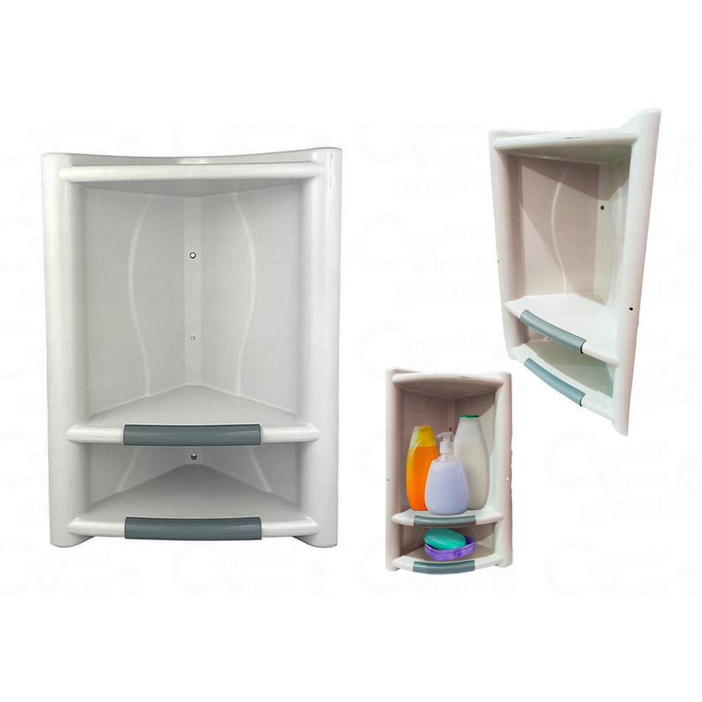 Cantoneira De Canto Suporte Grande Para Banheiro PVC Shampoo Sabonete Cinza - Home & Living