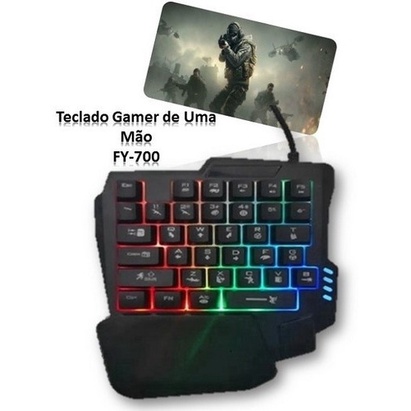 Teclado Gamer Para Uma Mão Com Leds Rgb Exclusivo Ff Cod