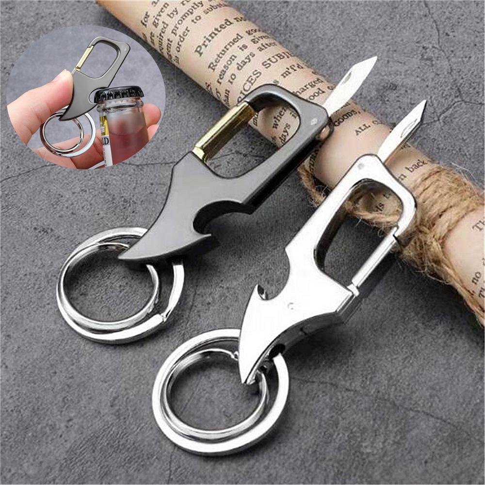 Chaveiro Multi-Funções Para Homens Simples Porta-Chaves Com Mini Faca Dobrável Carros Acessórios