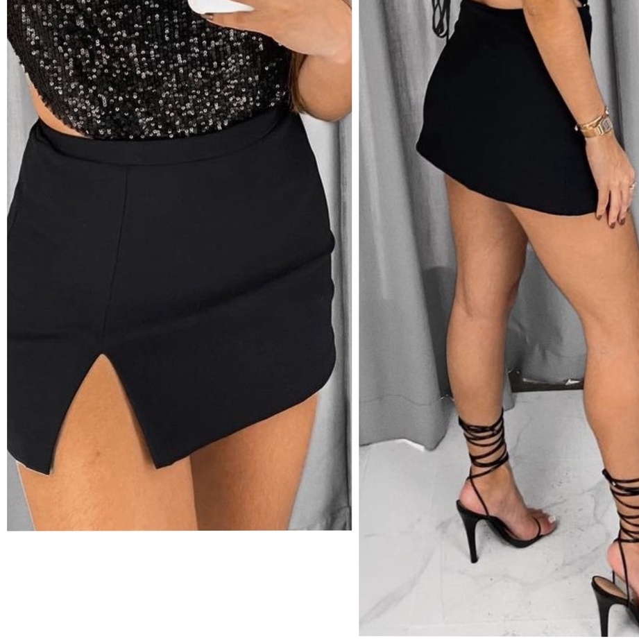 Saia Curta Feminina com Fenda Suplex em Oferta na Shopee