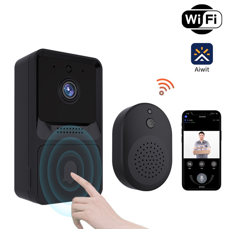 Timbre para puerta Camera Campainha Campainha com câmera wifi sem fio à  prova d'água recarrega gris oscuro