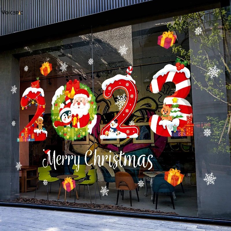 2023 Feliz Natal Papai Noel Autocolantes Janela Porta Vidro PVC Decalque  Decoração De Para O Ano Novo Em Casa | Shopee Brasil