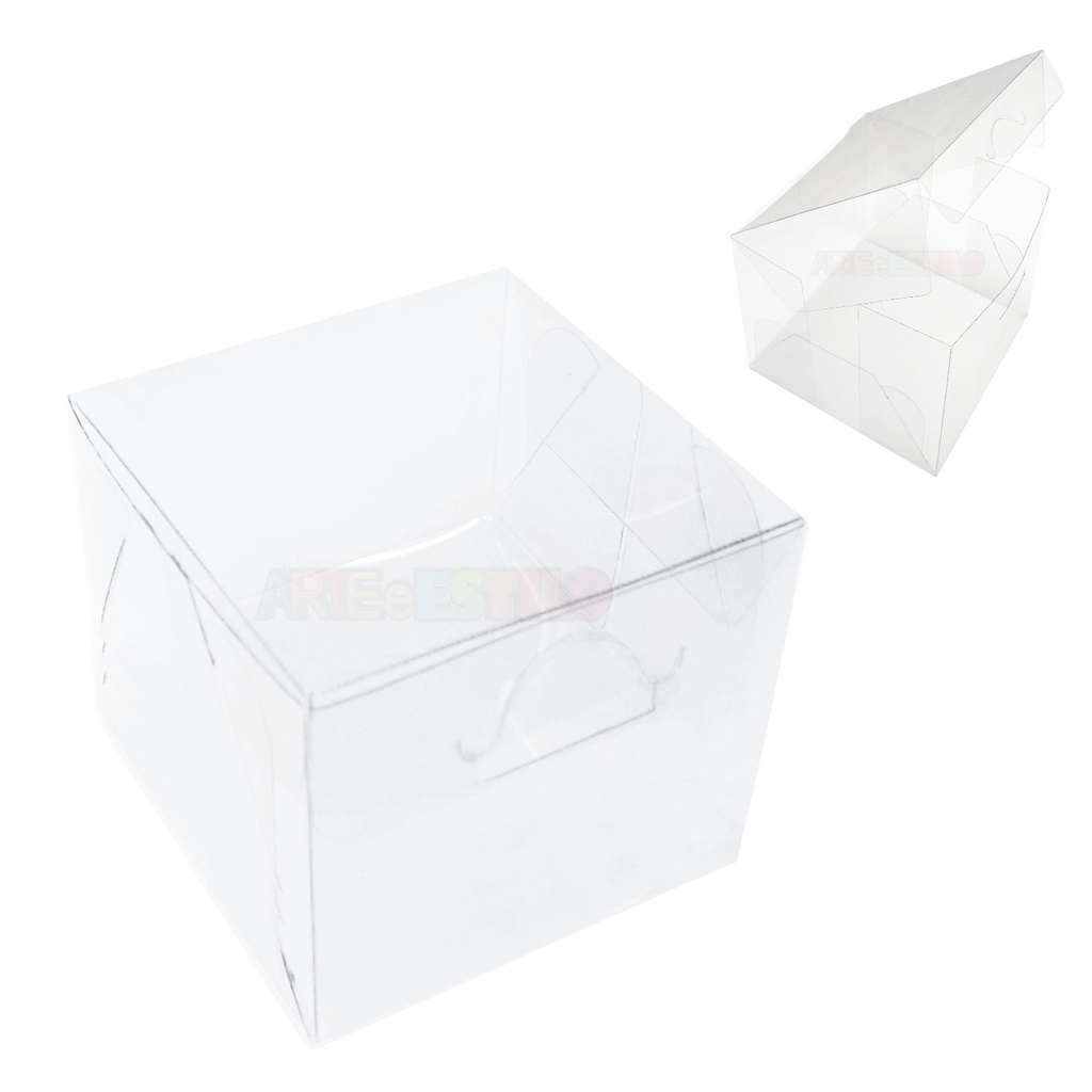 100 Caixinhas 5x5x5cm toda Transparente para 2 Macarons, doces e lebrancinha