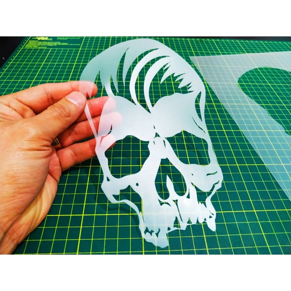 Molde Stencil Caveira com Cabelo para Pinturas e Aerografias 2R06