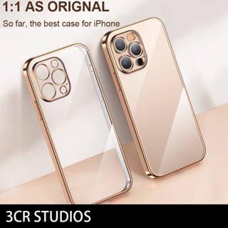 Moldura Quadrada Revestimento Luxuoso Silicone Transparente Telefone Capa Compatível Com IPhone 14 11 12 13 Pro Max X XR 7 8 Plus SE 2020 Traseira