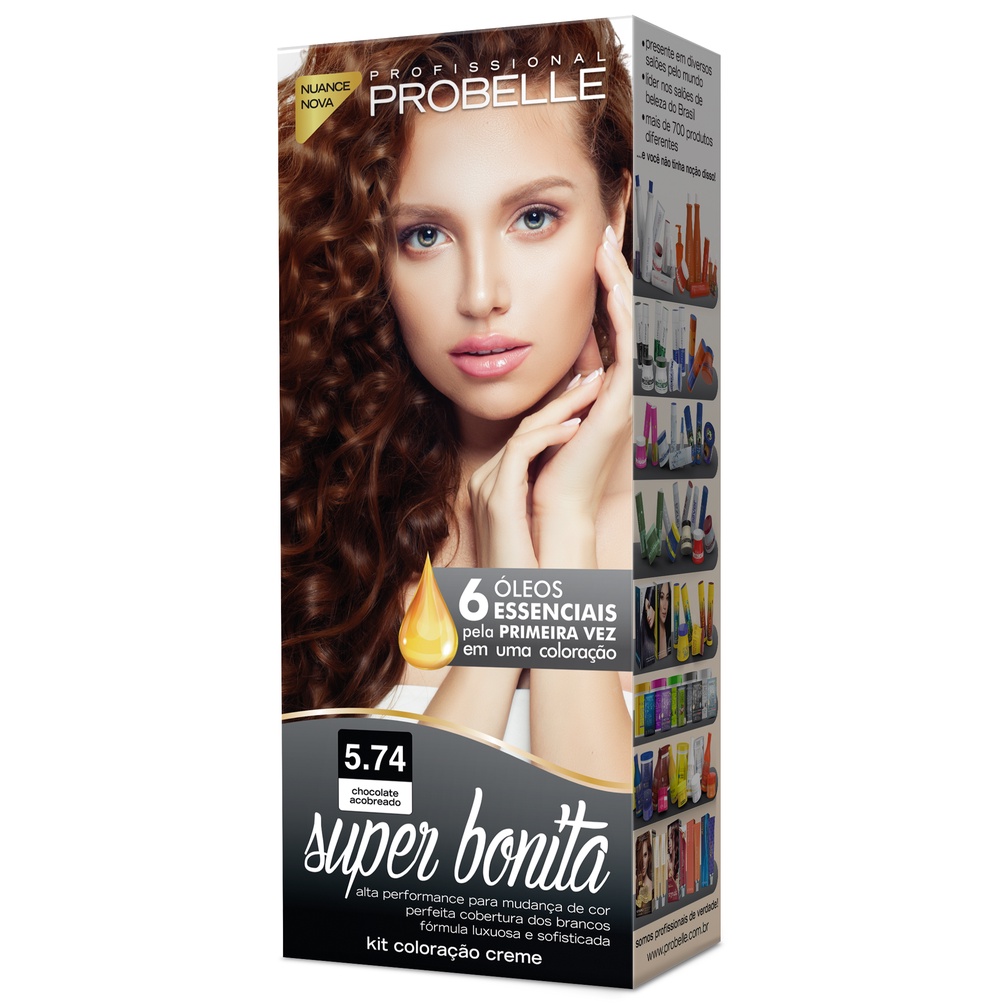 Coloração Super Bonita 50g - 5.74 Chocolate Acobreado em Oferta na Shopee