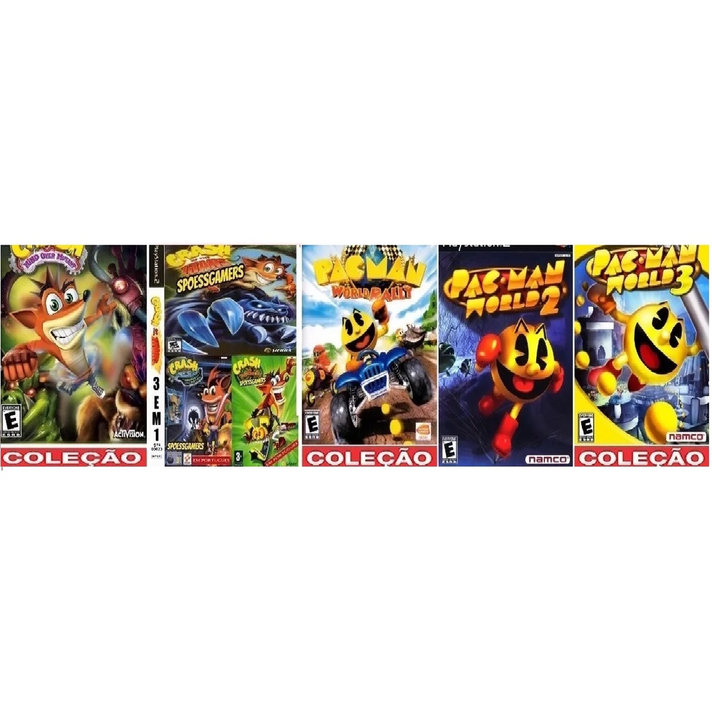 Ps2 5 jogos Crash Pac man kit coleção Jogos PS2