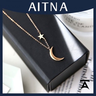 Aitna colar de pingente de estrela da lua simples e versátil colar de clavícula curta