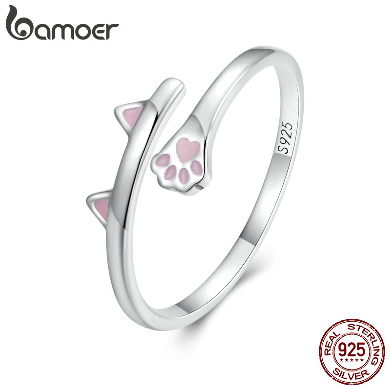 Anel De Abertura De Gato Em Prata 925 Bamoer Joias Da Moda Para Mulheres