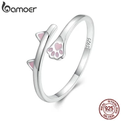 Anel De Abertura De Gato Em Prata 925 Bamoer Joias Da Moda Para Mulheres
