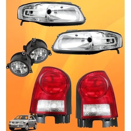 Par Farol Gol G4 Mascara Cromada + Par Lanterna Bic + Milha